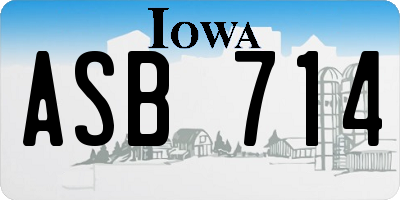 IA license plate ASB714