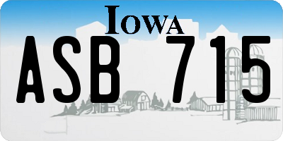 IA license plate ASB715