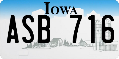 IA license plate ASB716