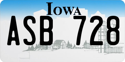 IA license plate ASB728