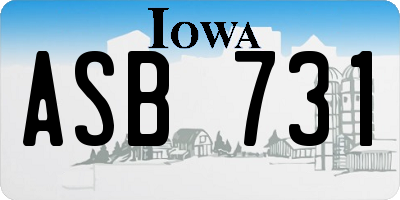 IA license plate ASB731