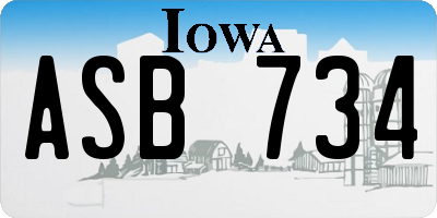 IA license plate ASB734