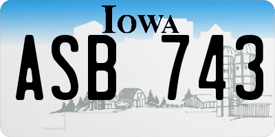 IA license plate ASB743