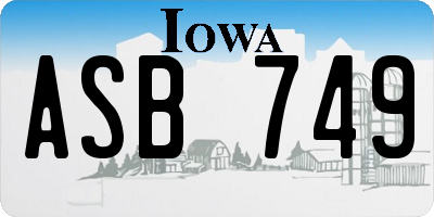 IA license plate ASB749