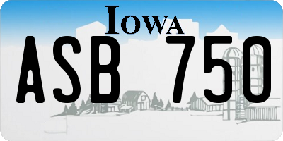 IA license plate ASB750
