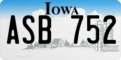 IA license plate ASB752