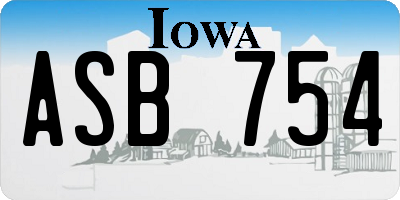 IA license plate ASB754