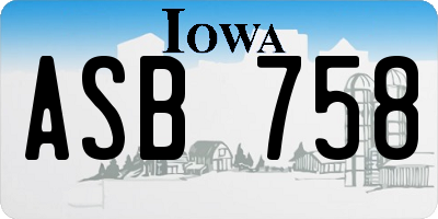 IA license plate ASB758