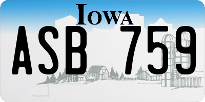 IA license plate ASB759