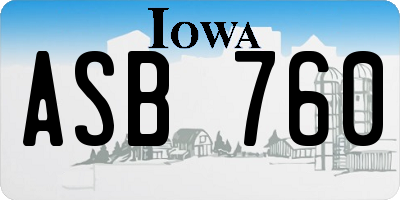 IA license plate ASB760