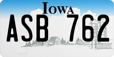 IA license plate ASB762