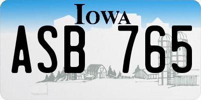 IA license plate ASB765