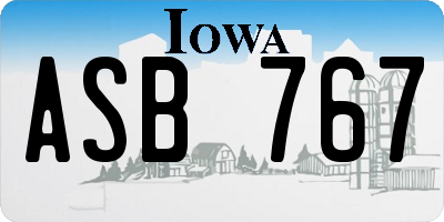 IA license plate ASB767