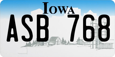 IA license plate ASB768