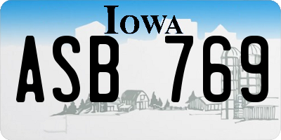 IA license plate ASB769