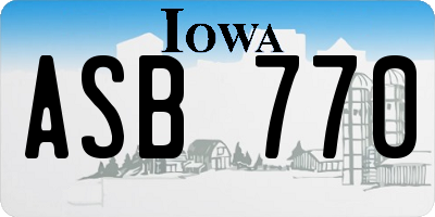 IA license plate ASB770