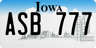 IA license plate ASB777