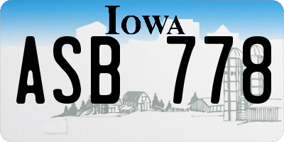 IA license plate ASB778
