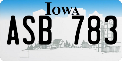 IA license plate ASB783