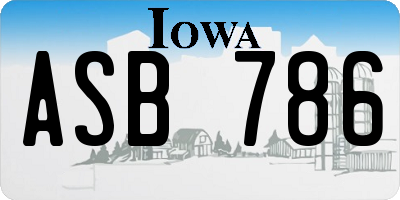IA license plate ASB786