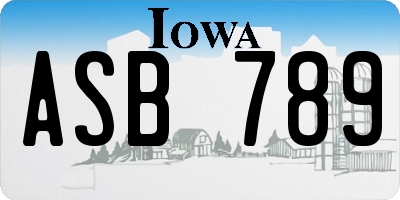 IA license plate ASB789