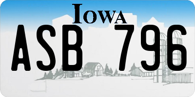 IA license plate ASB796
