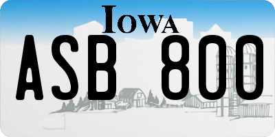 IA license plate ASB800