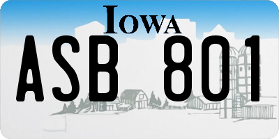 IA license plate ASB801