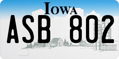 IA license plate ASB802