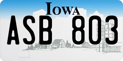 IA license plate ASB803