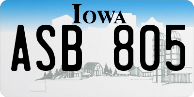 IA license plate ASB805