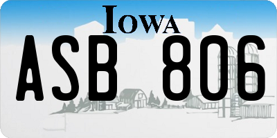 IA license plate ASB806