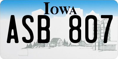 IA license plate ASB807