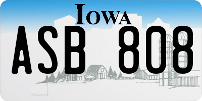 IA license plate ASB808