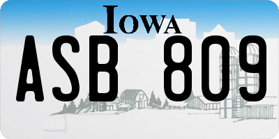 IA license plate ASB809