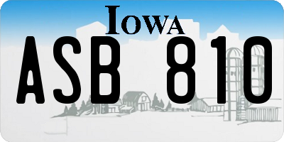 IA license plate ASB810
