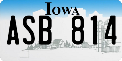 IA license plate ASB814