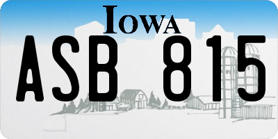 IA license plate ASB815