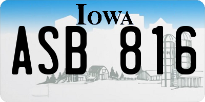 IA license plate ASB816