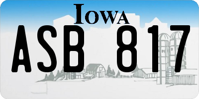 IA license plate ASB817