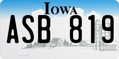 IA license plate ASB819