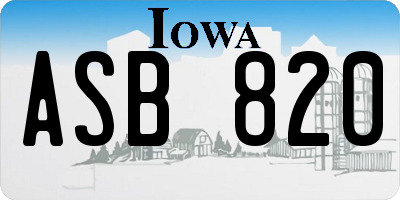 IA license plate ASB820