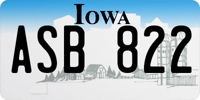 IA license plate ASB822