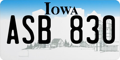 IA license plate ASB830