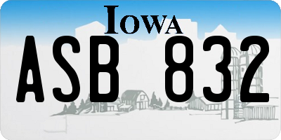 IA license plate ASB832