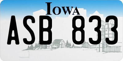 IA license plate ASB833