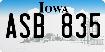 IA license plate ASB835