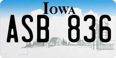 IA license plate ASB836