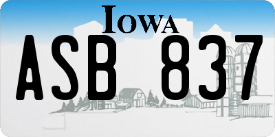IA license plate ASB837