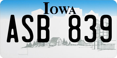 IA license plate ASB839